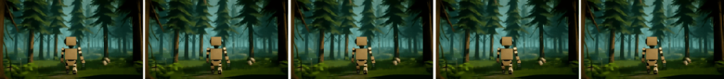一个在树林中的可爱的人形机器人